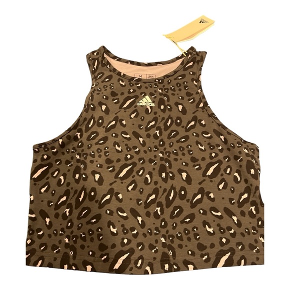 ADIDAS Essentials Animal-Print Cropped Workout Tank Top Size M XL - Picture 3 of 7